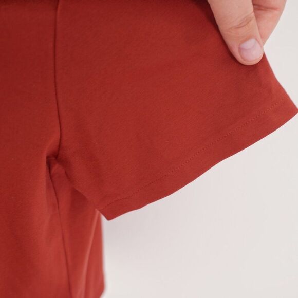 Ann Taylor Large Red Crew Neck 2 Material Sheer Bottom Blouse - Picture 3 of 8